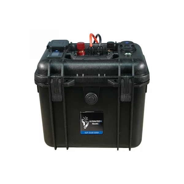 Ultimatron Batterie Valise Lithium Étanche 25,6V 50Ah 1280Wh LiFePO4 Smart BMS Avec Bluetooth-5