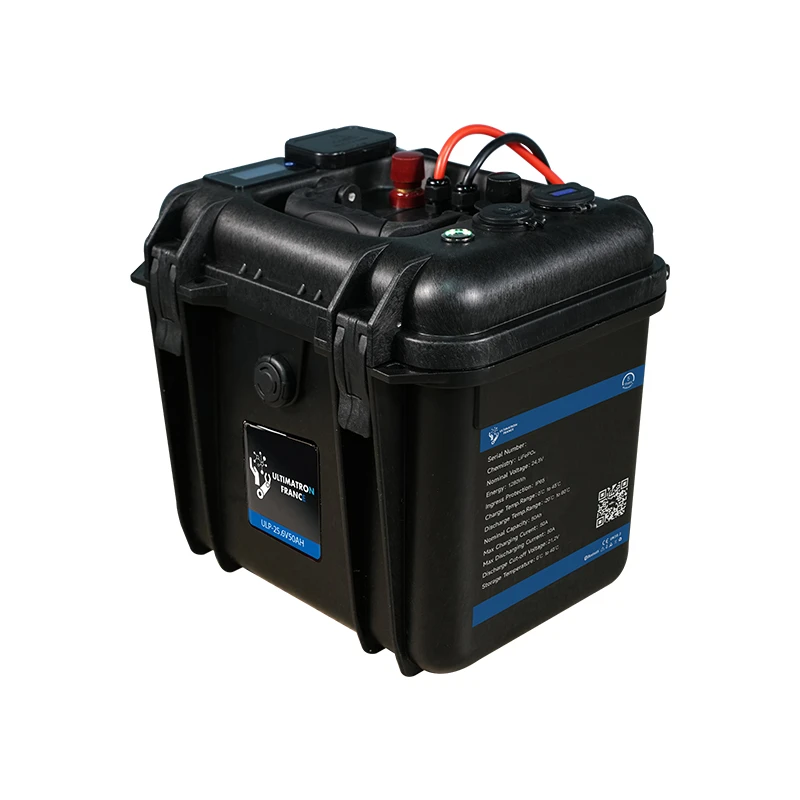 Ultimatron Batterie Valise Lithium Étanche 25,6V 50Ah 1280Wh LiFePO4 Smart BMS Avec Bluetooth
